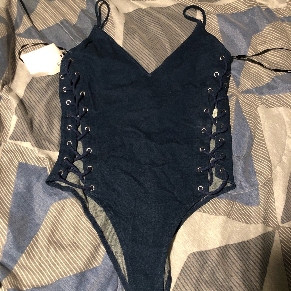 NWT forever 21 denim body suit.